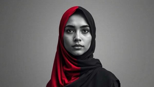 Abstract person in hijab depicting AI ethics and cultural representation.