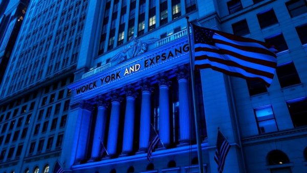 AI Psychosis on Wall Street: New York Stock Exchange facade with digital tones.