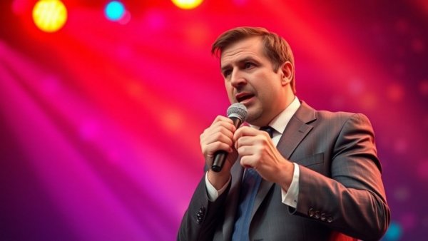 Speaker passionately discussing Anthropic AI Ban on stage.