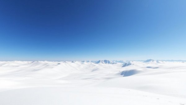 Vast snowy mountain landscape under clear blue sky.