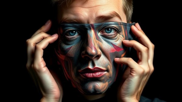 AI models used in scams concept with mask revealing digital pattern