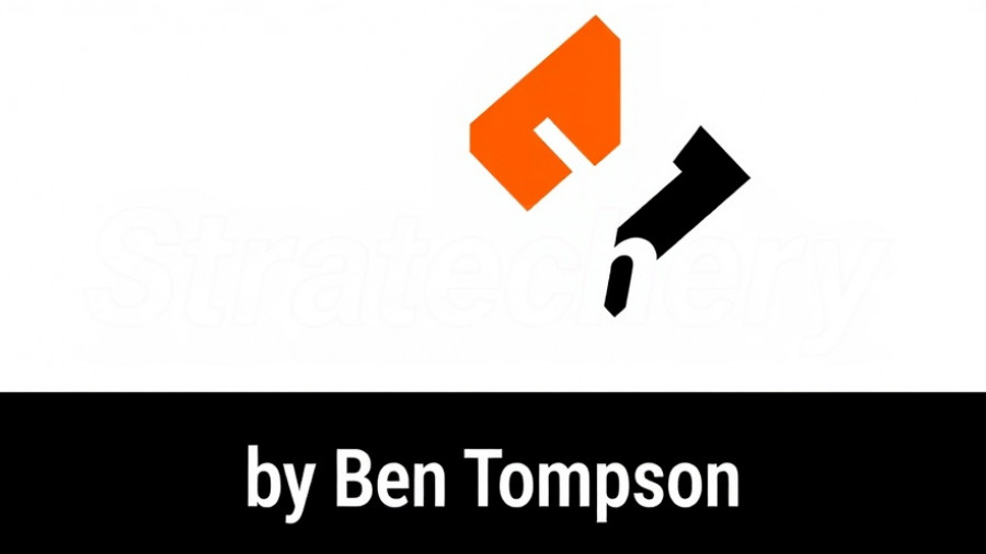 Digital logo with 'Stratechery by Ben Thompson' text, vibrant design.