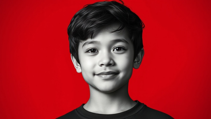 Monochromatic portrait against bold red background related to AI tools.
