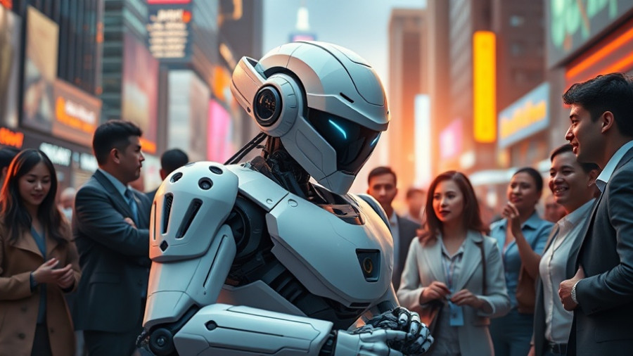 AI for business concept illustration in a futuristic cityscape.