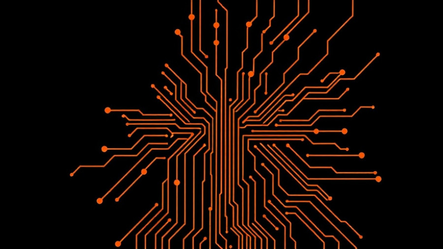 Graphic cover with circuit design representing disruptive foundry in America