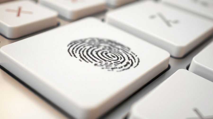 Keyboard key with a fingerprint, Meta AI lawsuit personal use context.