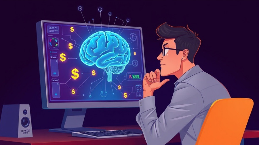 Man analyzing neuro-symbolic AI interface with digital brain