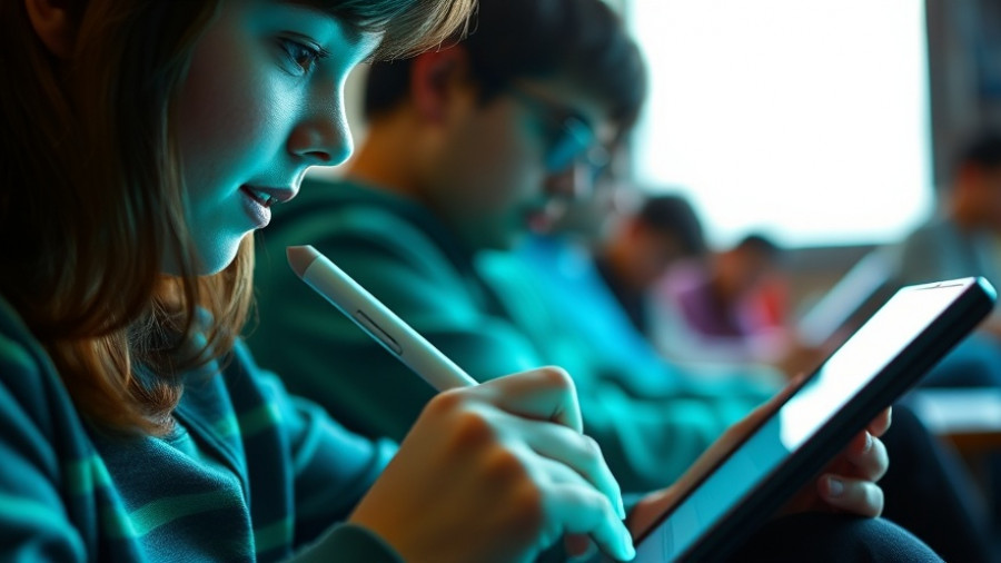 Student using a tablet with a stylus in digital education, highlighting AI tools in education.