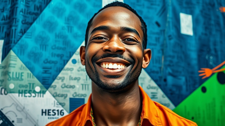 Abstract portrait with geometric shapes and AI tools theme.