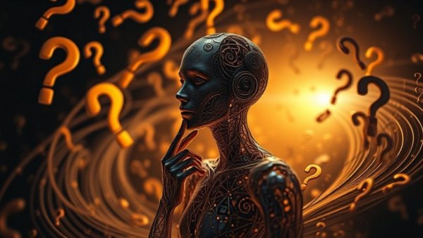 Intricate digital humanoid exploring how AI works in a futuristic scene.