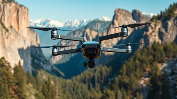 AI future in drone videography in stunning mountain landscape.