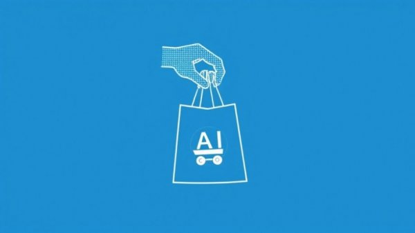 Minimalist graphic of AI tools in holiday shopping concept.