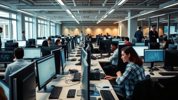 AI for business environment with modern office and technology.