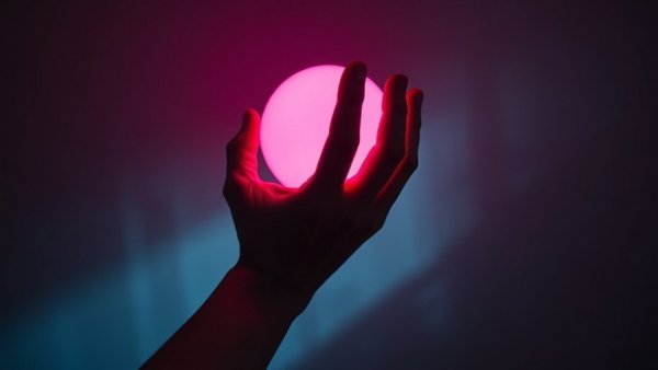 Intriguing pink sphere held by a hand, symbolizing AI for business.