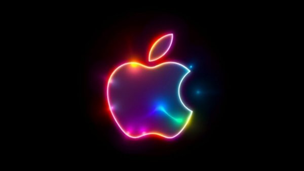 Apple logo with glowing aura symbolizing AI integration.