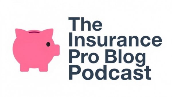 Logo for The Insurance Pro Blog Podcast with a pink piggy bank icon.