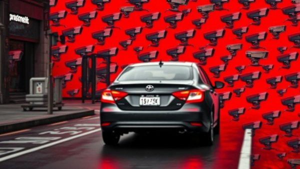 Abstract portrayal of surveillance linked to overseas gig workers in AI.