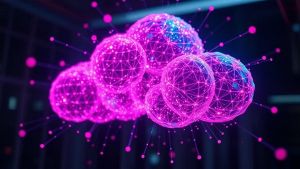 Digital cloud representing AI for business with vibrant colors.