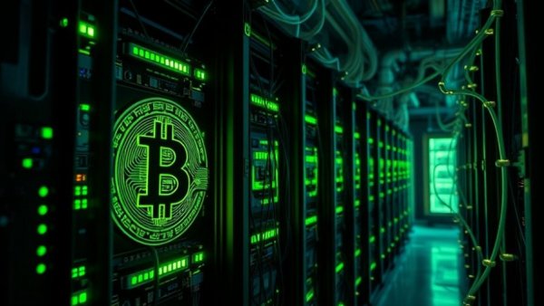 Bitcoin miners pivot to AI: Glowing rigs and wiring.