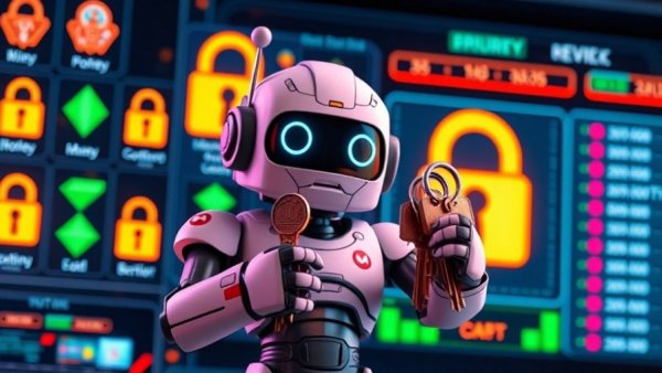 AI agents privacy risks illustrated with robotic figure and keys.