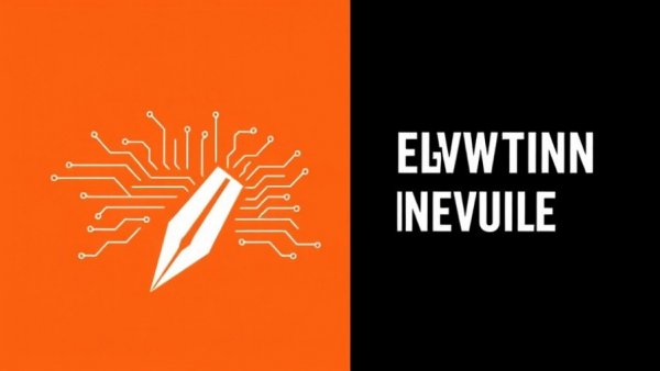 Modern design with circuit illustration and bold text on orange and black.