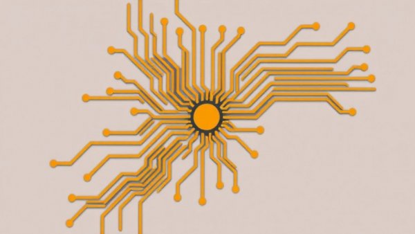 Abstract tech design with orange circuit pattern, modern minimalism