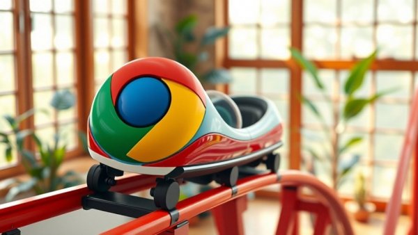 AI tools for Chrome browsing: Chrome logo on a roller coaster.