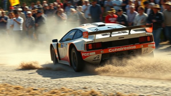 Racing car maneuvering on gravel, illustrating agile business growth strategies AI.