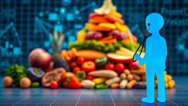 AI tools abstract illustration with food pyramid display.
