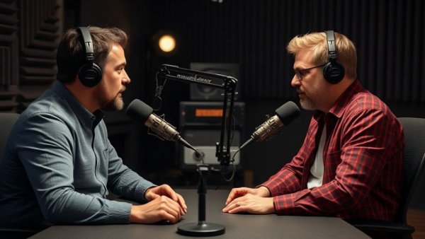 Podcast studio discussion on AI labs and business growth.