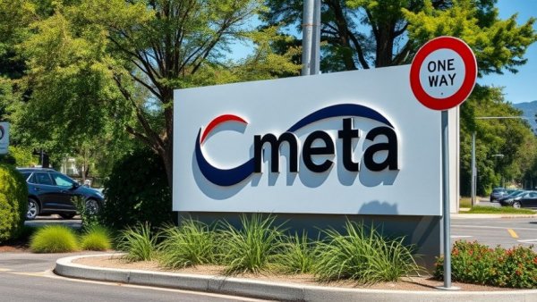 AI tools at Meta's headquarters with a prominent infinity sign.