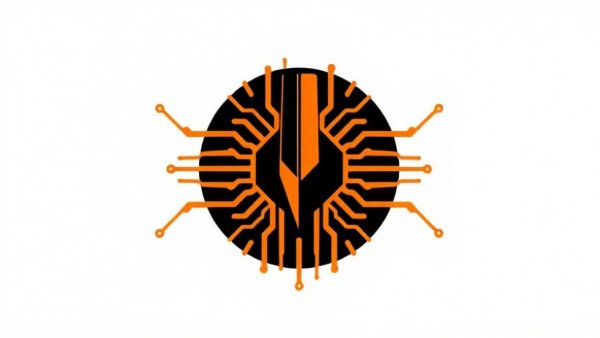 Futuristic circuit design logo highlighting business growth