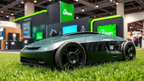 Sleek hackable robot lawn mower at tech exhibition