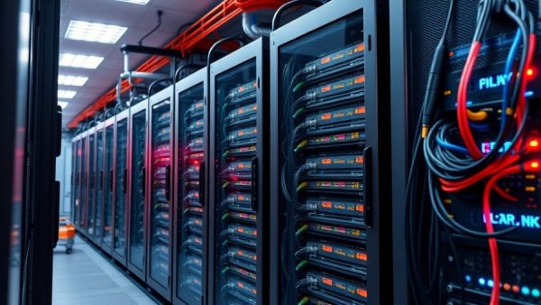Energy-efficient data center servers representing sustainable AI.