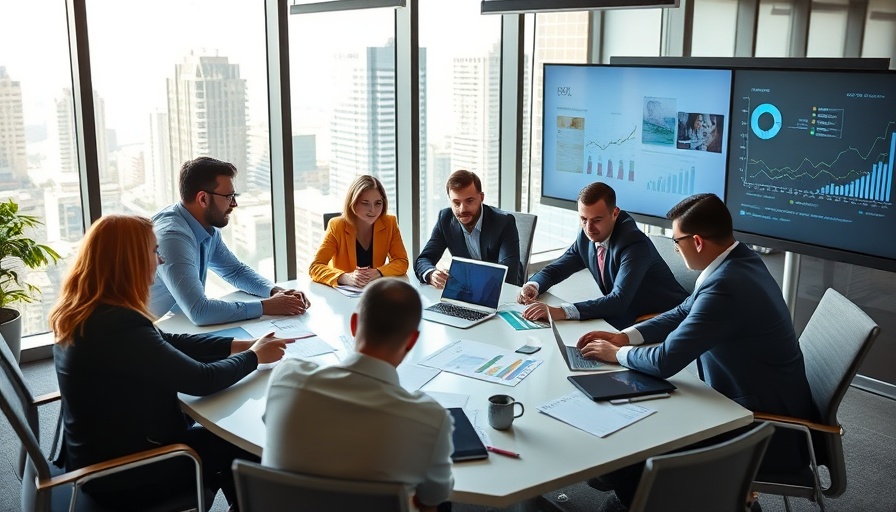 Business team strategizing for growth in a modern office.