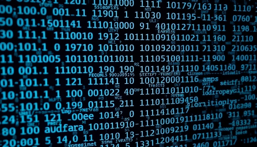 AI-generated ransomware depicted with digital code and binary numbers.