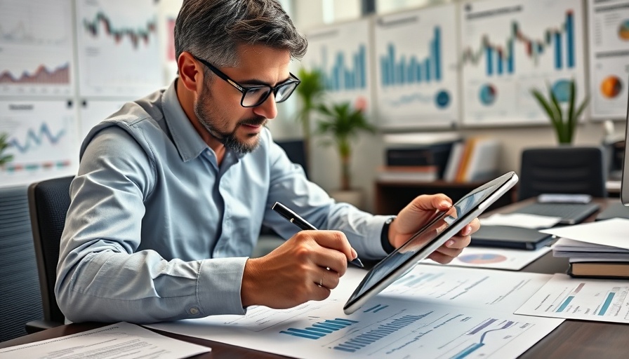 Professional analyzing SaaS pricing models with charts and tablet.