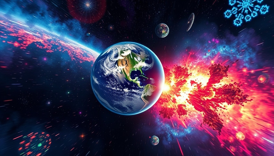 AI future concept of Earth's cosmic explosion with vibrant colors