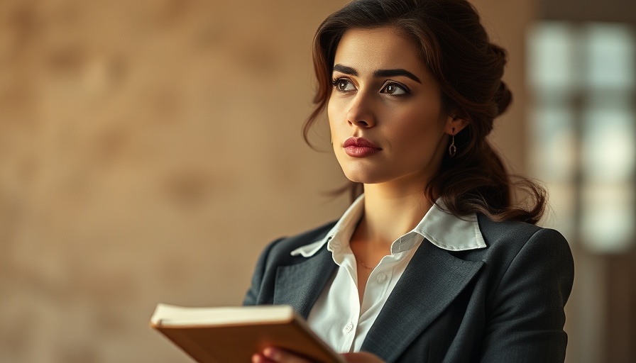 Vintage professional woman reflecting on leadership development.