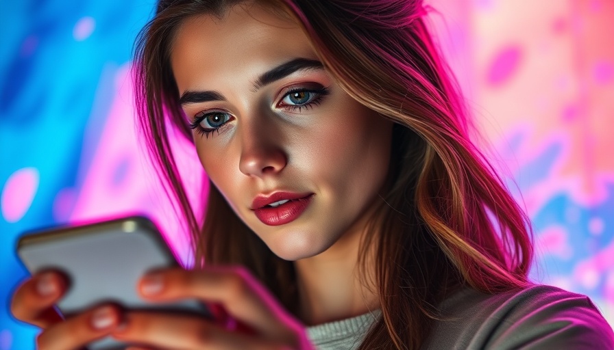 AI for lifestyle: woman using smartphone in colorful setting.