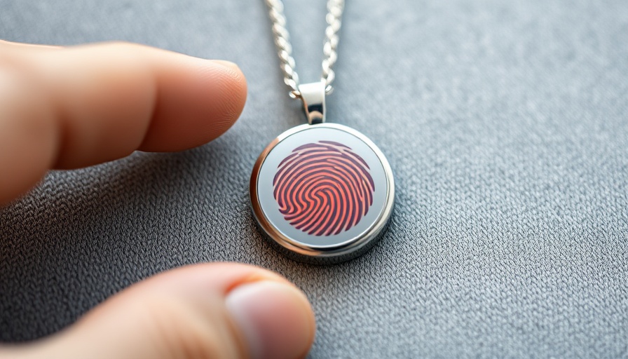 Close-up of a fingerprint scanning pendant illustrating AI tools and privacy.