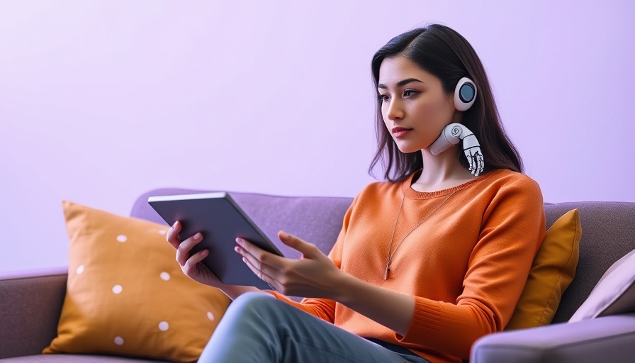 Thoughtful woman with tablet and marketing automation concept.