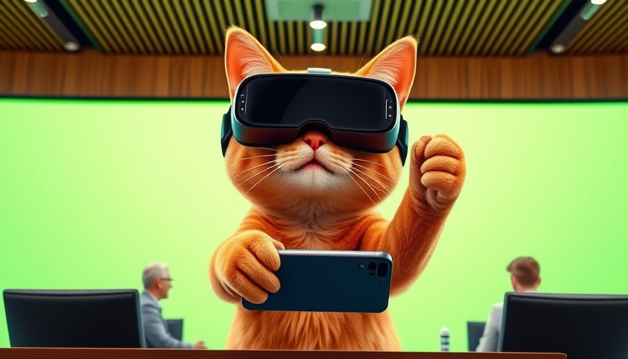 Panelists discuss under a VR cat image at tech event, capturing Silicon Valley's spirit.