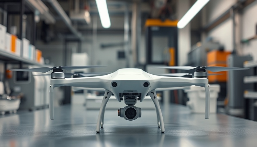 AI Slop Era delivery drone in tech lab with sleek design.