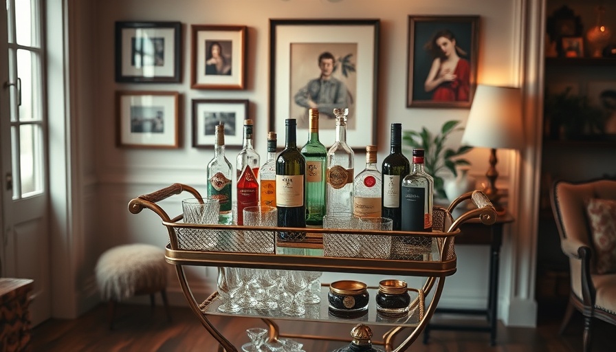 Vintage-style bar cart setup for Facebook Marketplace Home Decor Tips.