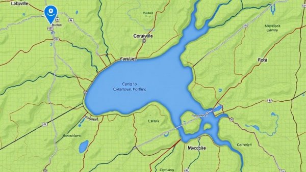 Satellite map of Coralville Lake and Lake Macbride with marked spots.