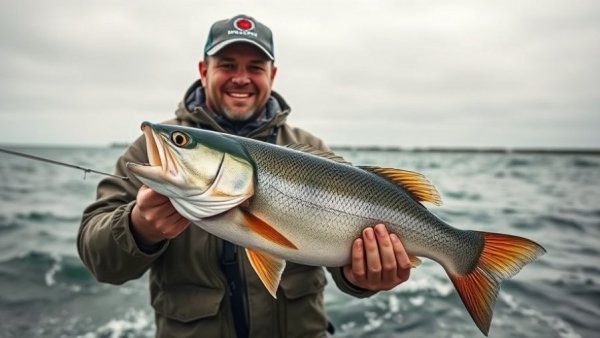 Angler holding a fish, showcasing fishing success despite challenge.
