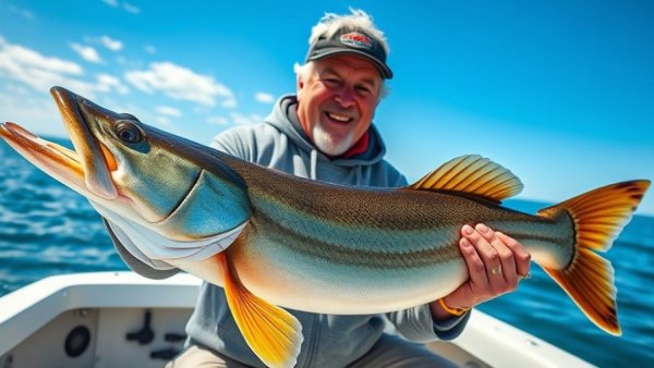 Angler holds near-record North Dakota tiger muskie on boat