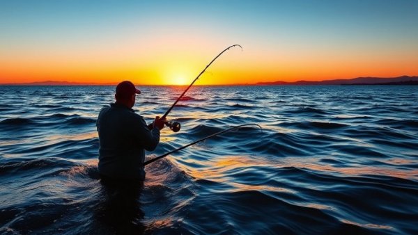 Experienced surf fishermen casting lines at sunrise; local knowledge in surf fishing.