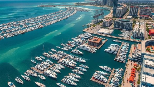 Aerial view of Fort Lauderdale Boat Show with marine electronics.